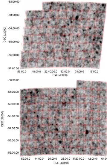 Figure 1. Computed likelihood density map images centered at z = 0.3 and width Δz = 0.1 over the 23 hr (top panel) and the 5 hr (bottom panel) field