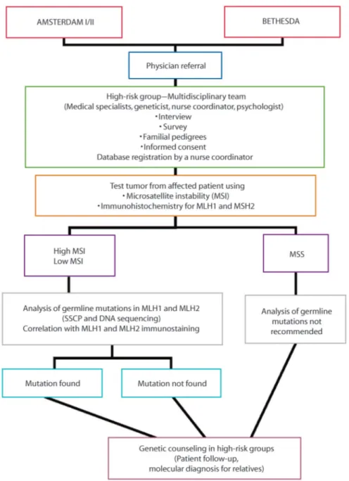 FIGURE 1. Protocol for genetic testing of patients with suspected Lynch Syndrome. MSI-H ⫽ High microsatellite instability; MSI-L ⫽ Low microsatellite instability; MSS ⫽ Microsatellite stable.