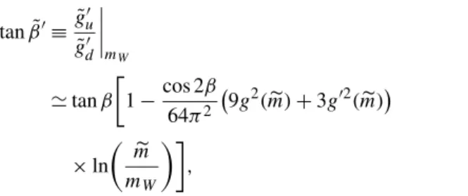 Fig. 2 Dependence of tan ˜ β and tan ˜ β  on the Split Supersymmetric scale, for different values of tan β