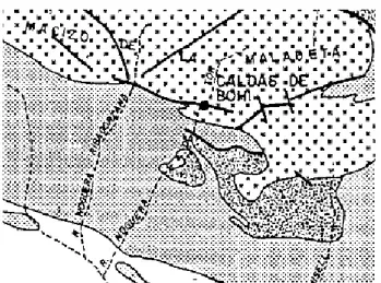 Figura 8: Bloque diagrama cortado en el sentido de la falla  que muestra la topografía, el plano de falla y la circulación  del agua desde la recarga, en el lago Estani Roig, hasta la  descarga  en  el  valle  de  Noguera  de  Tor  (Pinuaga,  et  al.,  198