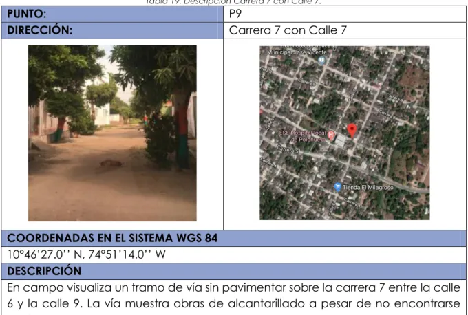 Tabla 19. Descripción Carrera 7 con Calle 7. 