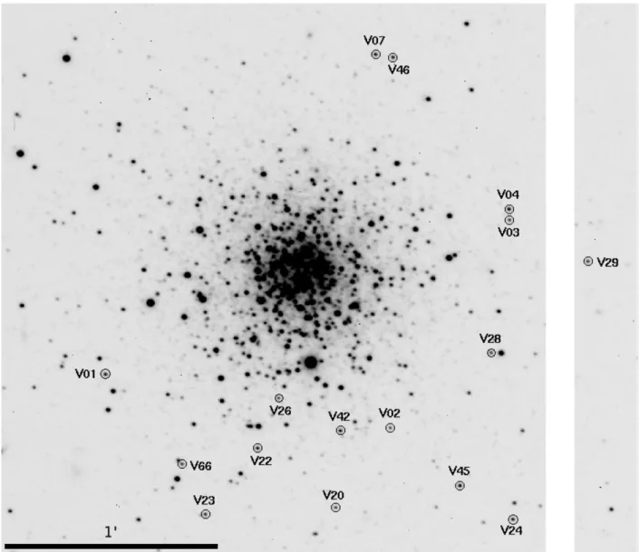 Figure 6. Finding chart for the variable stars in the outer regions of NGC 1466. North is up and east is to the left