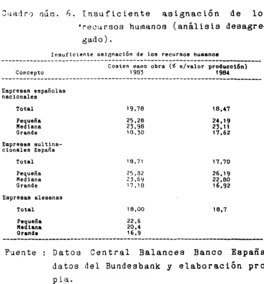 Cuadro aúm. 6. Insuficiente asignación de los  •recursos humanos (análisis 