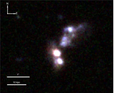 Figure 1. GOODS V I z composite image (V: blue; I: green; z: red). The morphology is irregular and clumpy