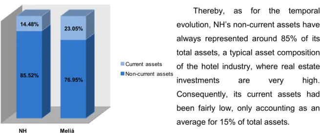 Figure 3.1. Average structure of assets of NH and Meliá, 2007-2014 (%) 