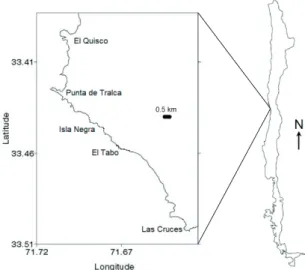 Fig. 1: Study area showing the three localities where  rock pools were sampled.