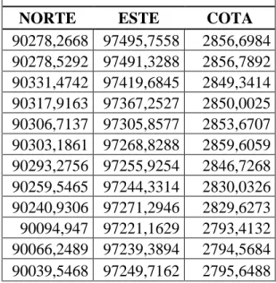 Tabla 15 Puntos de control de asentamientos  