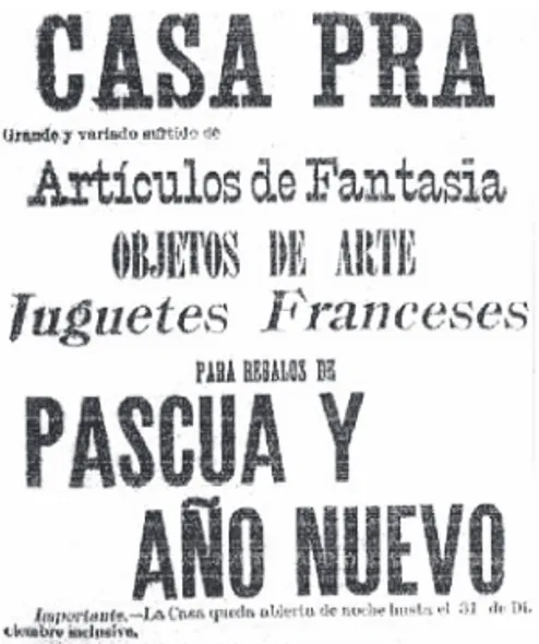 Figura 6. El Porvenir, Santiago, 27 de diciembre de 1904, 1. Ejemplo de aviso en prensa periódica.