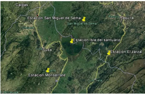 Ilustración 6. Estaciones en la cuenca de la Laguna de Fúquene 