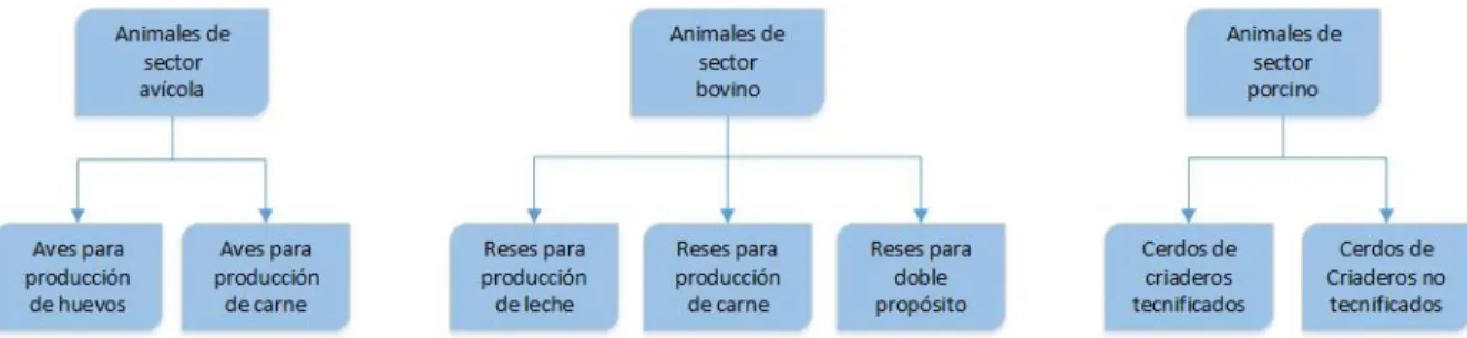 Figura  1.  Animales  del  sector  pecuario  generadores  de  biomasa.  Recuperado  de  (UPME,  2010) 
