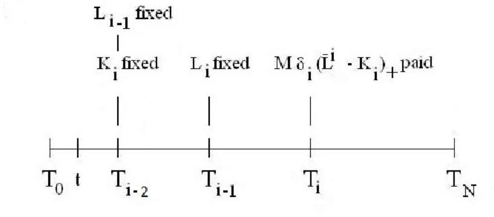 Figure 2.2 sketches the i-th caplet time structure.
