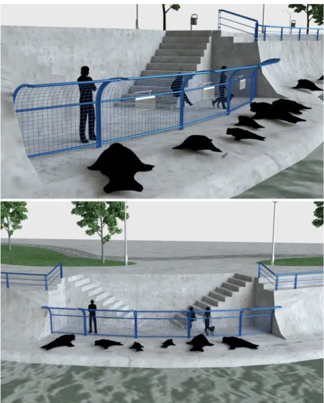 Fig. 8 The embankment with feeding stations is a version of the embankment design, altered for the ‘controlled interactions’