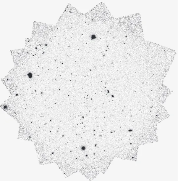 Figure 1. Final z 850 mosaic for cluster ISCS J1432.4+3332. The differences in background noise as a function of position are apparent toward the edges of the mosaic.