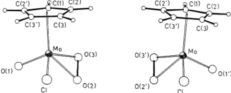 Fig. 2. View of the two images of the disordered compound [Mo( h 5 -