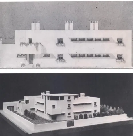 Fig. 4.14 – RAMOS, Carlos, Casa  António  Moreira  d’  Almeida,  Porto, 1929. Em cima, desenho do  alçado  lateral  a  lápis