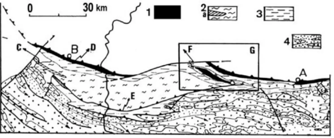 Fig. 1 – Mapa geológico esquemático do TAPL, ao longo da sutura SW da Cadeia Varisca Ibérica (adaptado de SILVA et al., 1990; FONSECA, 1995)