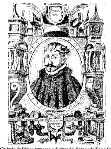 Fig. 4.  Grabado de Rimas humanas y divinas del licenciado Tomé Burquillos,  Madrid,  1634