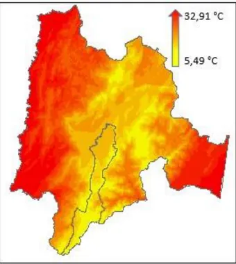 Figura 3. Mapa de precipitación actual para Cundinamarca  Fuente: Elaboración propia 