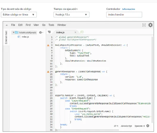 Figura 12: Código en AWS 