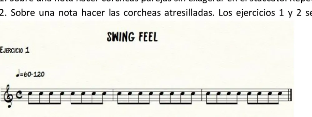 Figura 20 Ejercicio No. 1 y 2 para el desarrollo del swing feel (creación propia) 