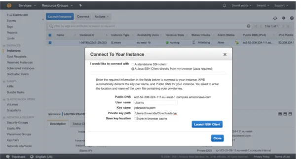 Ilustración 14 Conexión ssh con EC2 AWS 