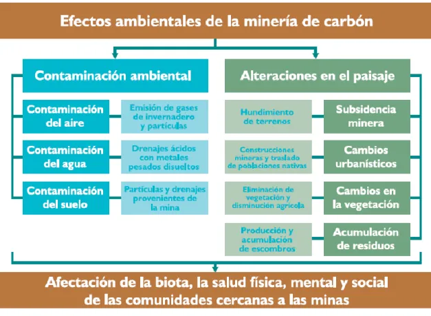 Figura 4: Efectos ambientales de la minería del carbón. 