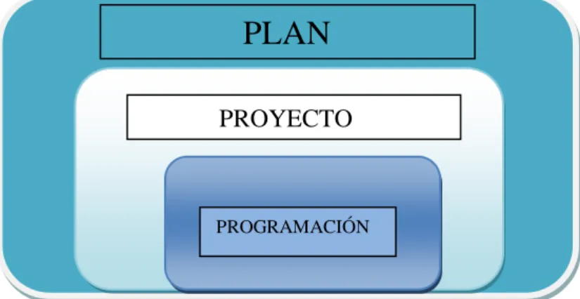 Figura 1. Relación entre plan, proyecto y programación                     PLAN 