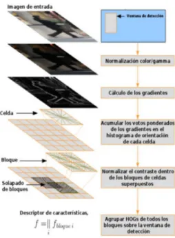 Figura 2.2: Estructura del algoritmo para la extracción de descriptores HOG.