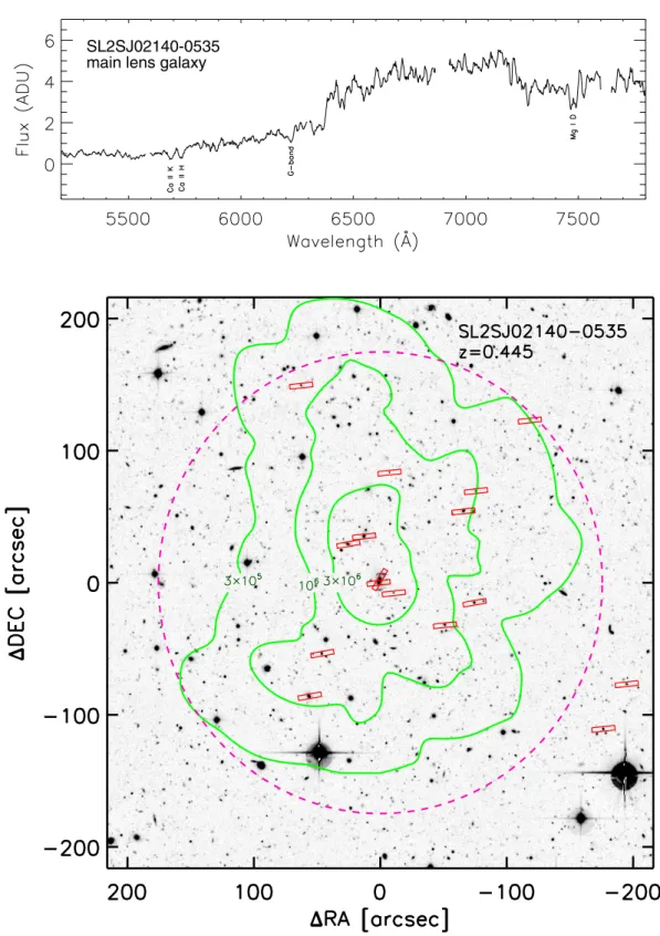 Fig. A.1. Top panel: optical spectra of the brightest confirmed member of SL2SJ02140-0535