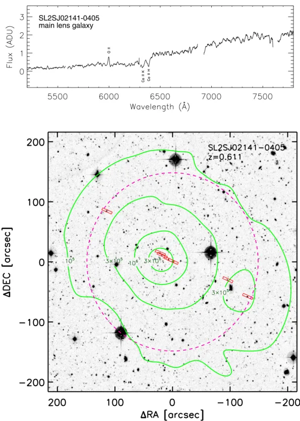 Fig. A.2. Top panel: optical spectra of the brightest confirmed member of SL2SJ02141-0405