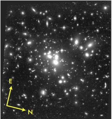 Figure 1. Deep ACS/WFC F814W image of the galaxy cluster A1689 from Program GO-11710, shown in the observed orientation
