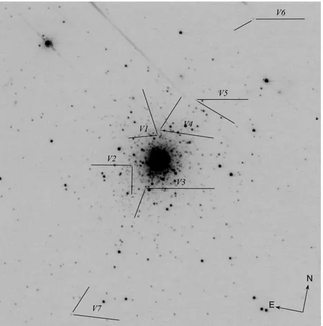 Figure 6. Finding chart of the seven variable stars identified on the 34  × 34  FOV of the PC.