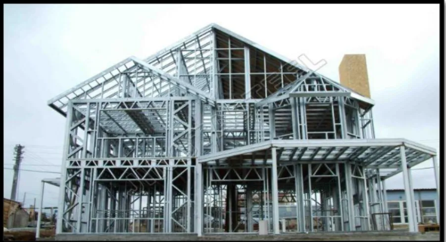 Ilustración 6: Edificación con Sistema Steel Framing  Fuente: https://suviviendamodular.files.wordpress.com  Elaboración: Diego Reyes V