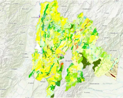Fig. 3 Mapa de la representación del uso de suelos propuesto para Cundinamarca en el año 2007