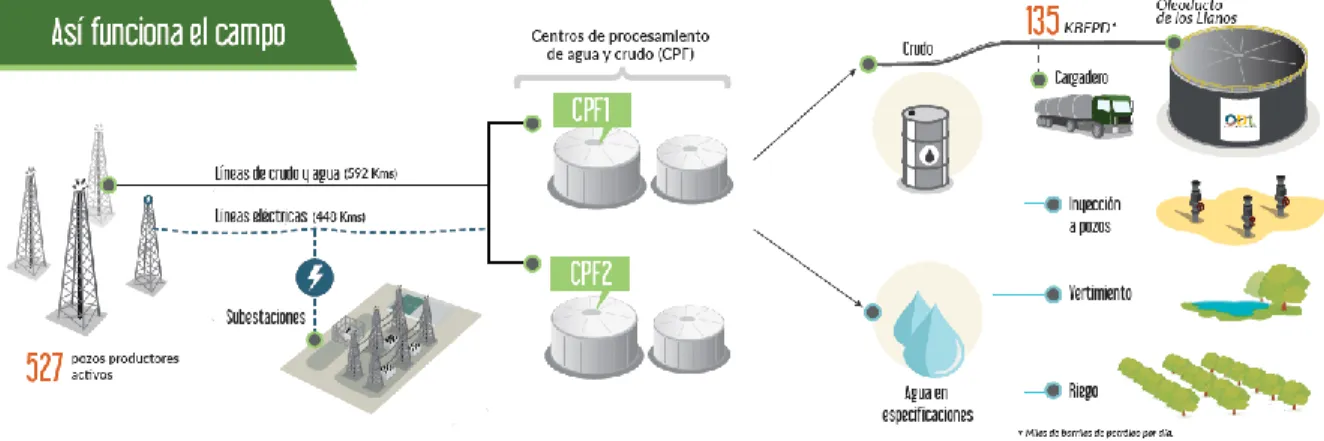 Figura 1.Proceso de Campo Rubiales  Fuente: “Así funciona Rubiales”-Ecopetrol. [3] 