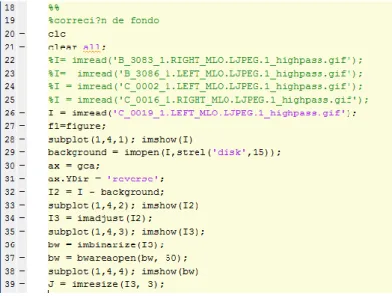 Figura 15. Código corrección de iluminación. 