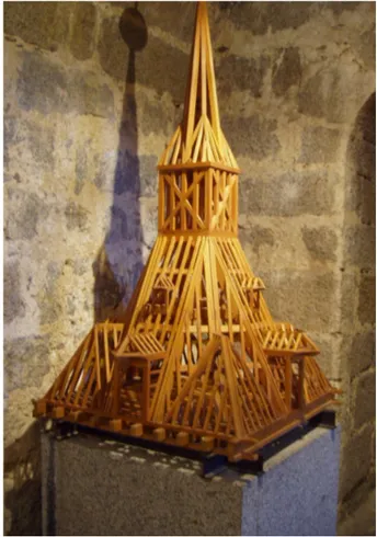 Fig. 1. Scale model of the wooden framed structure of one of the ‘chapiteles’  (spires) over the towers in the Monastery