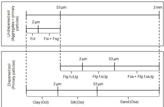 Figure  4.  First  procedure  used  to  evaluate  the  sediment  composition.  Three  pipette  analyses  were  required to obtain the texture  from different fractions of the undispersed  soil