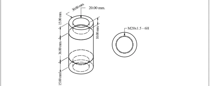 Figura 3.1: Detalle probeta de goma para ensayo de tracci´on - compresi´on.