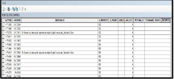 Tabla 4. Consolidado de registros PUNTOS_FOTOCONTROL 