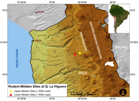 Figure 1 Regional map of the study area indicating the location of Quebrada La Higuera (QLH) in the Atacama Desert, northern Chile