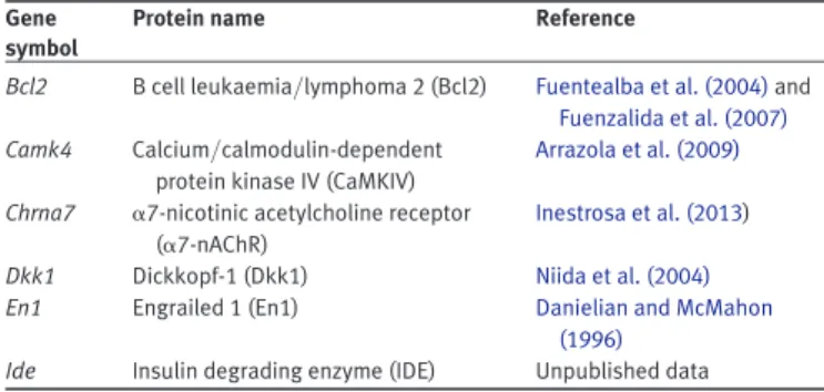 Table 3 TCF/LEF-activated Wnt target genes relevant for neuroprotection.