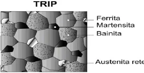 Fig. 11. Fases presentes a temperaturas intercriticas  en un acero TRIP. 41