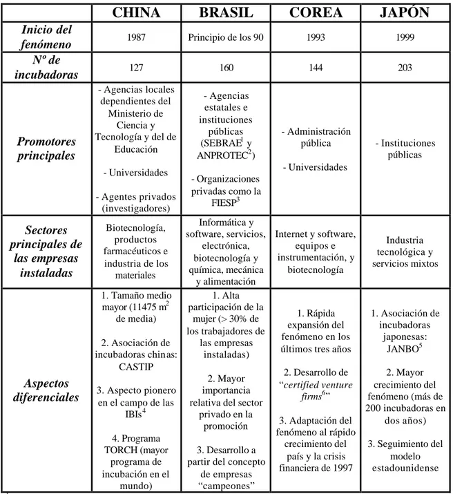 Cuadro A.2. La incubación de empresas en otros países 