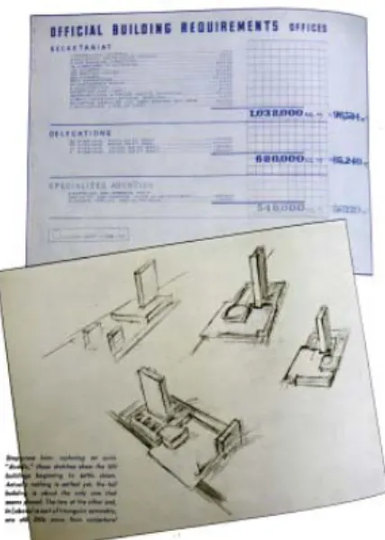 Fig. 51: Diagrama con los requerimientos para el  diseño del edifi cio del Secretariado de las  Nacio-nes Unidas, 1947