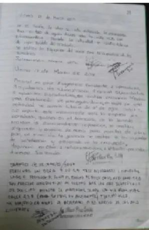 Foto 5.  Elaboración de la                                                                                                                                   Bitácora de obra 