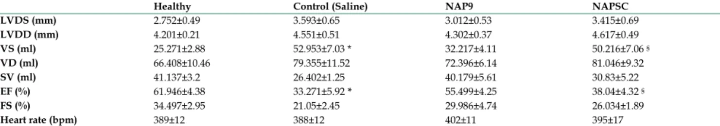 Table 1. Cardiac function. 