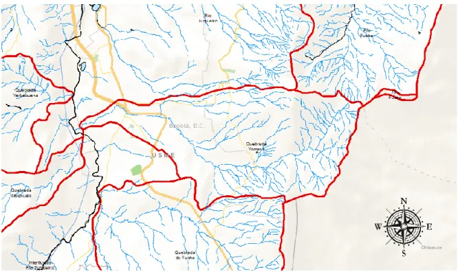Figura 3. Localización del área de estudio. Subcuenca de la Quebrada Yomasa 