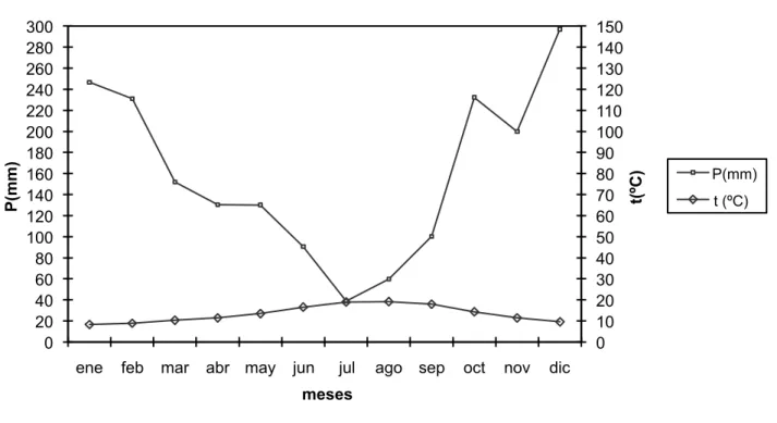 Gráfico de precipitaciones  P(mm)  0  10 20 30 40 50 60 70 80 90  100 110 120 130 140 150 0 20 40 60 80 100 120 140 160 180 200 220 240 260 280 300 