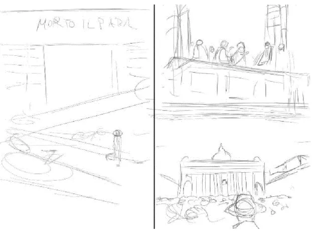 Ilustración 10: Dibujo a lápiz y en digital (con el storyboard como referencia dibujo el original de la página de  cómic) 